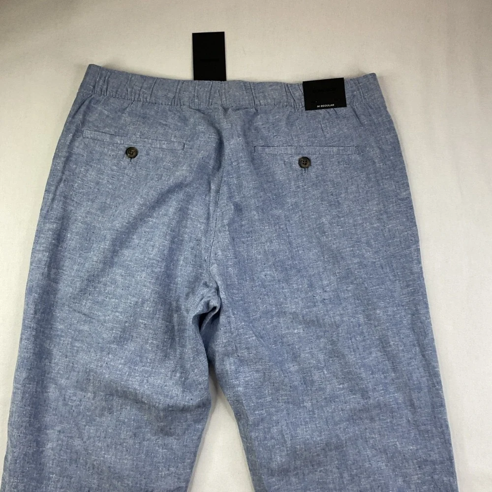 Bonobos Pants Men Sz M Linen Blend Blue Chambray Tapered Drawstring Trousers NWT